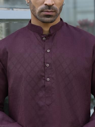 Image of KRAFT INDIA Men's Cotton Kurta Pyjama Set | Woven Design Traditional Ethnic Wear | Festive, Wedding & Casual Outfit | Comfortable & Breathable Fabric