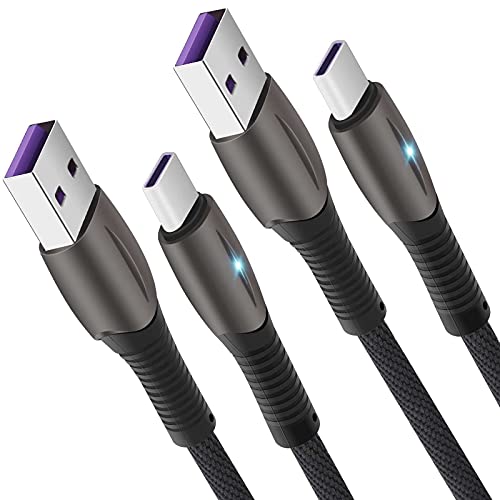 Saisn USB A auf USB C Kabel, [2 Pack, 3 ft + 6 ft] USB C Kabel 3A Schnelllade-Datenkabel Nylon geflochten Ladekabel für Samsung Galaxy S10 S9 S8 S20 Plus, LG V20 und andere USB C Ladegerät (schwarz) Cover