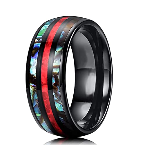 YAHOYA Madera de koa Hawaiana y abulón Concha de tungsteno Anillos de carburo Alianzas de Boda para Hombres Ajuste cómodo Tamaño 8-12 Hot Sall