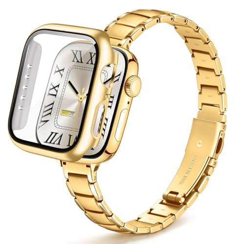 Bracelet acier inoxydable Apple Watch 40mm fin coque protection iWatch SE femme