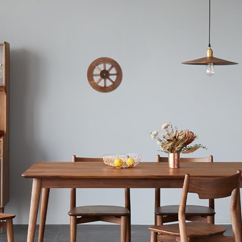 Roue de chariot en bois 25 cm déco murale rustique - 4