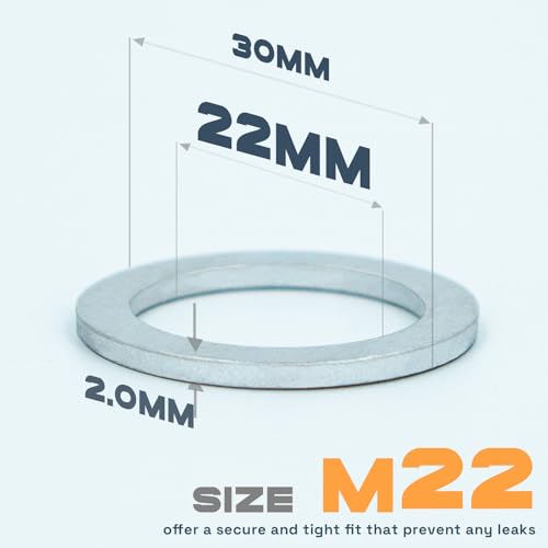 Image of 20Pcs M22 Aluminum Oil Drain Plug Gasket, Crush Washer for Oil Change