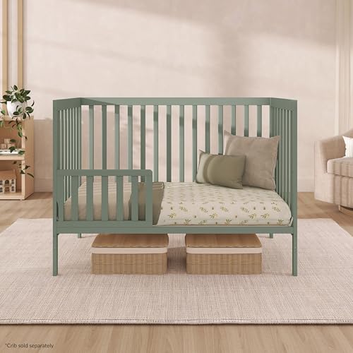 Image of Dream On Me Toddler Guard Rail for Convertible Crib, Solid Wood Bed Rail for Toddler Bed Conversion, Meadow Green