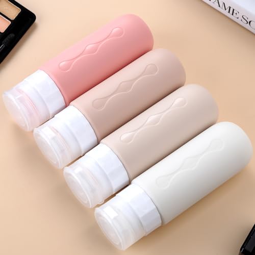 Image of Gemice Travel Bottles for Toiletries, Tsa Approved Travel 3oz Size Containers with Clear Bag, BPA Free Leak Proof Travel Tubs Refillable Liquid Travel Accessories for Cometic Shampoo Lotion (4 Pack)