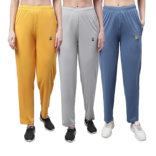 Image of Mack Jonney Regular fit Cotton Trackpant for Women (Pack of 3)-D10 YEL L.Gry BLU 003-P