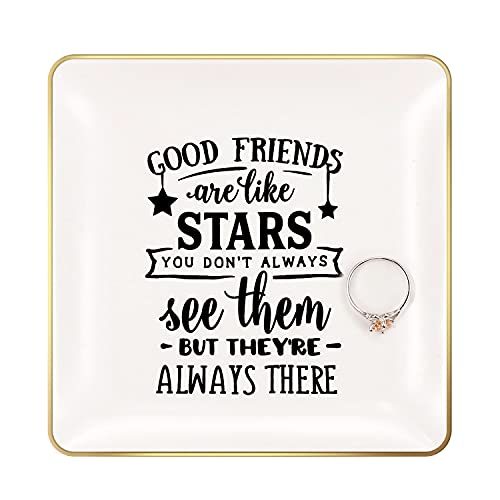ANIKAY Best Friends Birthday Gifts for Women Ring Trinket Dish-Good Friends are Like Stars - You Don't Always See Them But They're Always There