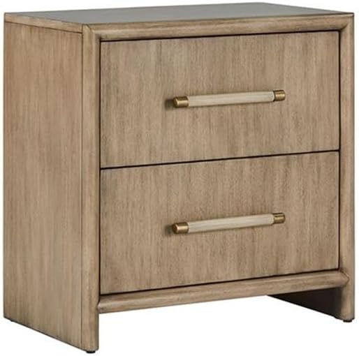 BOWERY HILL Modern Transitional 2-Drawer Nightstand, 28 in Wide, Hardwood Solids and Mahogany Veneer, Nutmeg Finish, Built-in USB/USB-C Ports, Felt-Lined Drawer, Bedroom Furniture Accessory