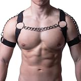 AFUNELL Sexy Unterwäsche Herren Punk Stretch Body Brust Harness Männer mit Gay Truhe Kette & Armring,Nylon Körper Brustgeschirr BDSMs Dessous Fetisch Sexy Sklave Bandage BH Kostüme Herren-Reizwäsche