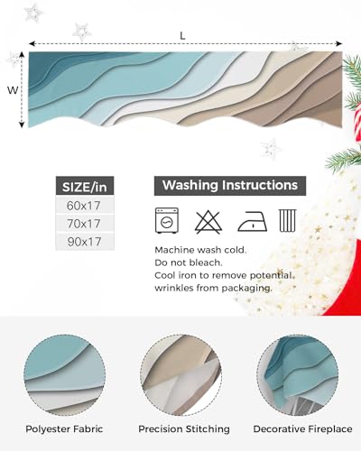 Lenço de manto azul petróleo para lareira, decoração estética ombré turquesa marrom creme lareira de