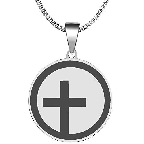 Unitarian Off Center Cross Stainless Steel Christian Symbol Pendant Necklace