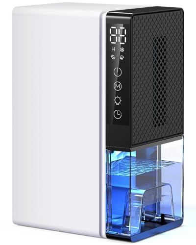 Dehumidifiers for Home Damp 2800ML Quite Dehumidifiers for Bedroom, Portable Bathroom Dehumidifier, 24H Timer, Automatic Shutoff, 7 Colorful LED, Small Dehumidifier for Drying Clothes（600ML/24H）