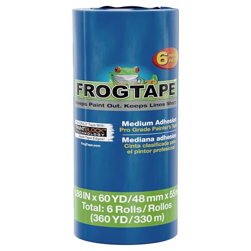 FrogTape ProGrade Blue Painter's Tape with PAINTBLOCK, 2" Wide, 6 Rolls