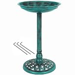 Crystals Tradational Weatherproof Pedestal Water Garden Plastic Bird Bath (Green - Design 1)