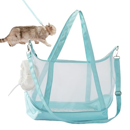 Bolsos Transportín para Gatos - Correa Hombro Y Malla Nailon con Almacenamiento | Bolsas Al Hombro para Mascotas En Viajes - para Senderismo Acampada Picnic Salidas Cortas Hombres Mujeres