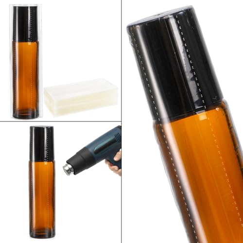 Image of TOPZEA 1000 PCS Heat Shrink Wrap Bands for 10ml Roller Bottles, Clear Perforated Shrink Wrap Bands Sleeves for Lip Balm Tubes, Lip Gloss, Perfume Sample, Essential Oil Bottle, Easy to Use, 3.3 inchx 1.3 inch