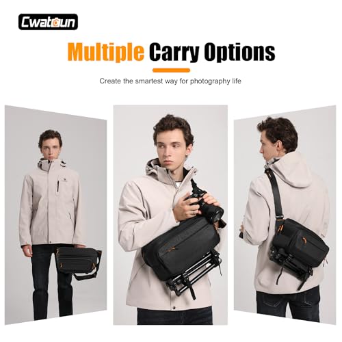 Cwatcun Camera Sling Bag, DSLR Compact Camera Shoulder Bag Crossbody with Tripod Strap, Photography Bag Case Purse for Canon Nikon Sony Fuji DSLR/SLR/Mirrorless Cameras by Cwatcun - Used condition - Image 8