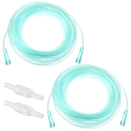 Geiserailie 2 Pack 25Ft Adult Oxygen Tubing with 2 Tubing Connector, Soft Non Kinking Oxygen Tube with Connector, High Flow Cannula Nasal Tube with Swivel Connectors for Adult