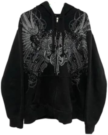 Streetwear Jacket Y2k Grunge Zip Up Hoodie Women Men Oversized Emo Goth 2000s Graphic Hoodie Baggy Sweatshirts