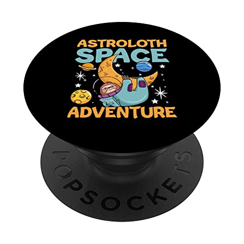 Astroloth Space Adventure Faultier for Adults and Kids PopSockets Swappable PopGrip, Black