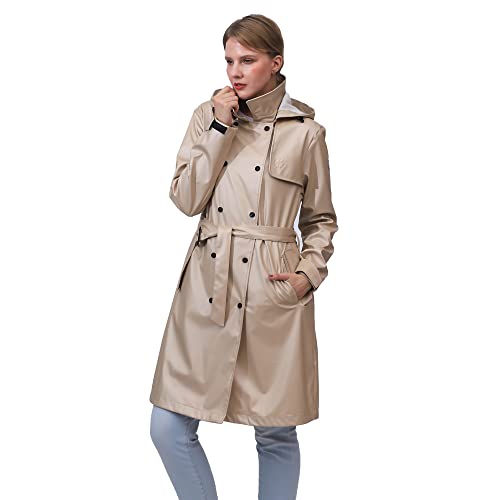 rhythm of the rain Regenmantel Damen Wasserdicht Regenjacke mit Kapuze Damen Friesennerz PU Softshelljacke Winddicht Windbreaker Wasserdicht Parka Cover