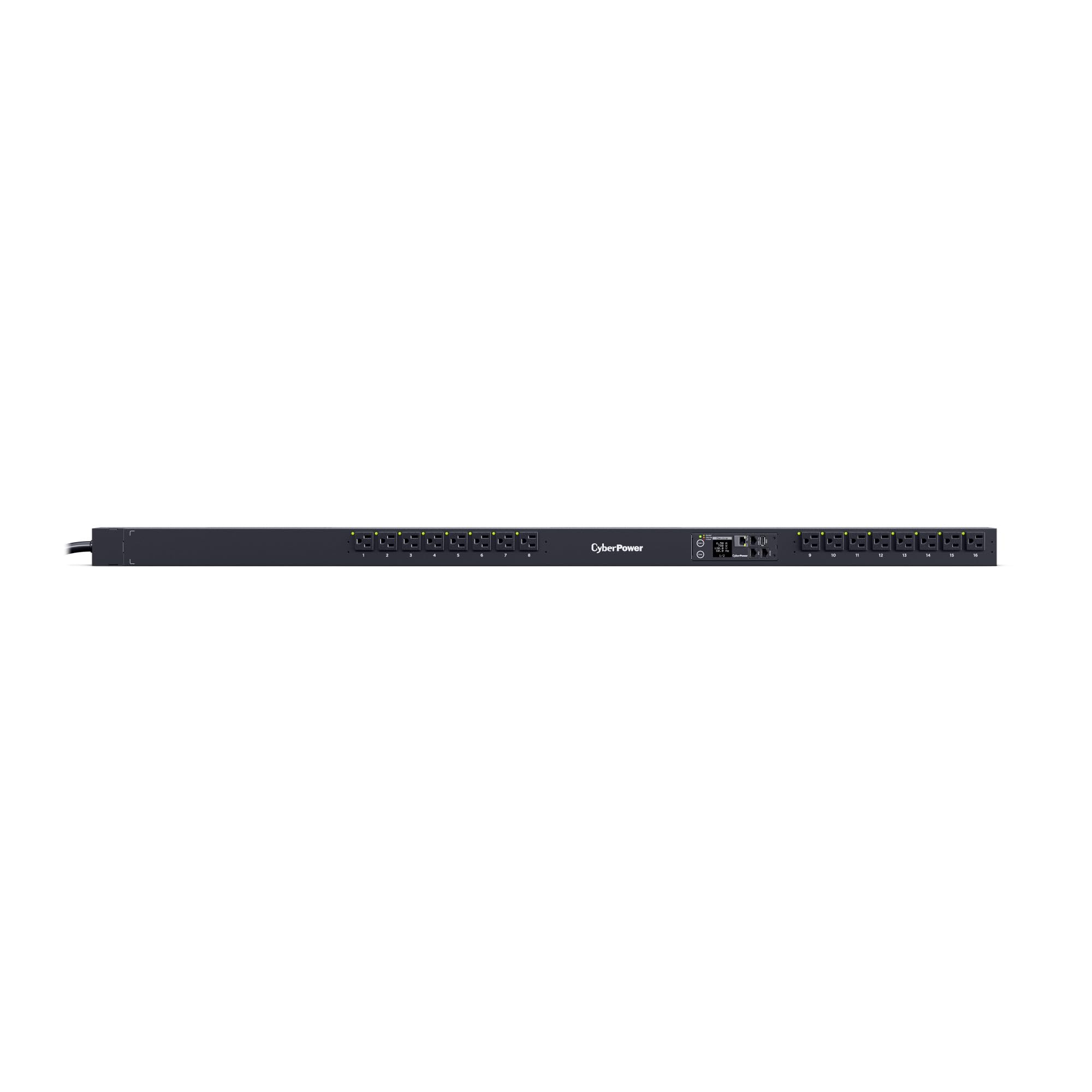 CyberPower PDU41116 Switched PDU, 100-120V, 15A (Derated to 12A), 16 Outlets, 0U Rackmount