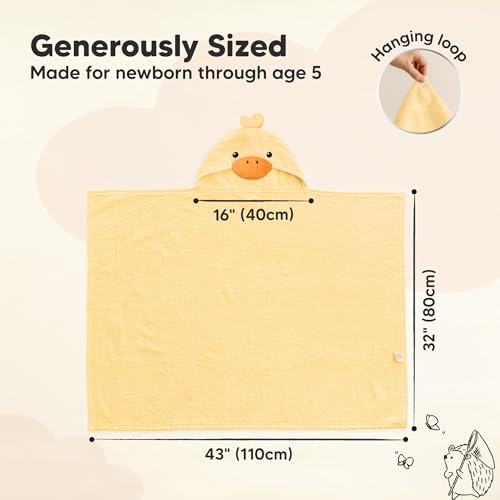 Image of KeaBabies Organic Baby Towel with Hood for Girls, Boys, Soft (Duci) | Absorbent 100% Cotton Hooded Baby Towels for Newborns, Infants, Large Hooded Bath Towels for Babies, Kids, Toddler 1-3