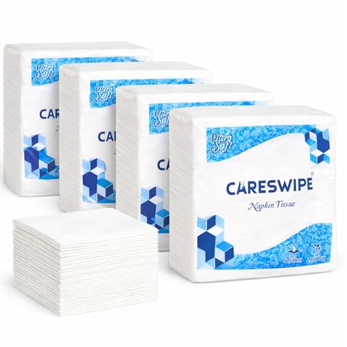 Image of Paper Napkins for Home 400 Sheets | Soft & Absorbent Tissue Paper Napkin for Office, Restaurants, Travel & Daily Use | 100 Sheets x 4 Packs | 30x30 cm Size