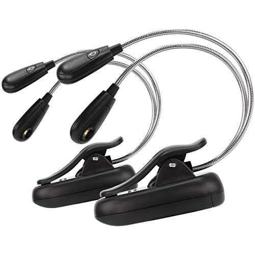 ANSMANN Lampe LED sans fil Twinflex (2 pces) – Lampe de lecture à pince pour livre, partition, pupitre, bureau, chevet, etc. – Mini lampe LED à 2 têtes...