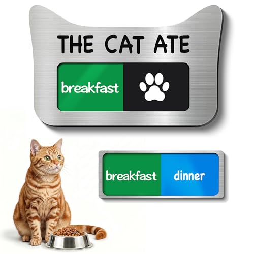 Cat Feeding Reminder Sign, Magnetic Pet Fed Schedule Chart with