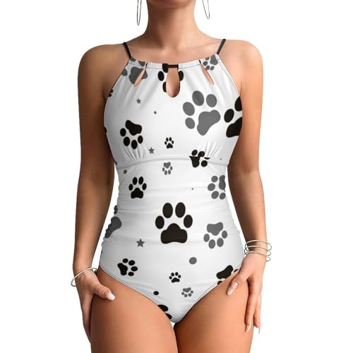 Beachwear swimsuit une pièce patte de chien pour vacances et piscine
