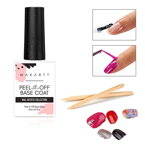 Makartt Peel Off Base Coat, 15Ml Uv Gel Base Coat Nail Polish Bundle Acrylic Nail Stand Nail Practice Stand Magnetic Nail Tips #TOP2