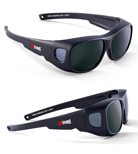 AnTools IR 5.0 Welding Glasses Wrap-around Welding Goggles Anti-scratch Welding Lens UV Protection Meet ANSI/ISEA OSHA Black