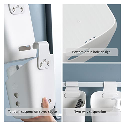Kelendle 3Pack Hanging Plastic Basket With Hooks - Bathroom Shower Hanging Basket With Drainage Holes Kitchen Storage Hanging Baskets Bedroom Hanging Organizer For Home Decoration White L #TOP5