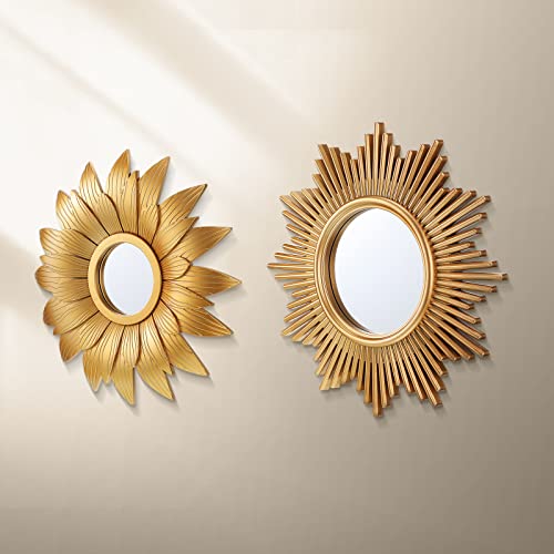 4 Pieces Big Sunburst Wall Mirror Gold Vintage Mirror Set For Home Decor Metal Hanging Round Decorative Mirrors Accessories Modern Present For Home Living Room Bedroom Entryway #TOP3