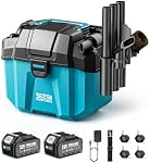 Seesii Magasin sans fil Vac humide et sec, 2.6 Gallon petit magasin Vac avec support de rangement accessoire, 2 x 4.0Ah Batteries, 3-in-1 Aspirateur sec humide avec HEPA Filtre, Sangle, Idéal pour Garage, Voiture, Atelier
