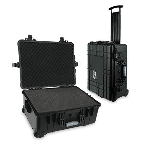 RUUF Waterproof Hard Case Portable Shockproof Camera Case with Retractable Handle and Wheels