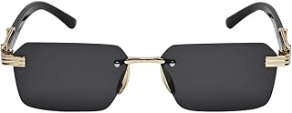 CRIBA Rimless Black Sunglass in Golden Frame Price In India