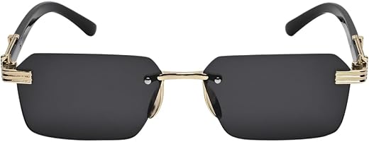CRIBA Rimless Black Sunglass in Golden Frame