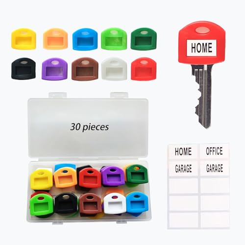 30 Stück Schlüsselabdeckungen mit Etiketten, einfache Identifizierung, lustige und funktionale
