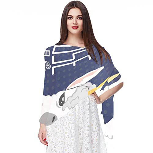 Foulard en mousseline de soie alpaga blanc imprimé multicolore