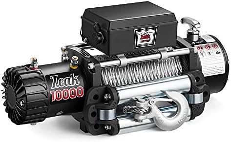 ZEAK 10000lb. Advanced Electric Power Winch, 12V DC Waterproof, for Truck SUV Off Road Auto Wire Cable, Galvanized