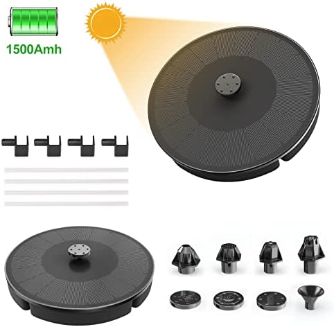 Rosami Solar Fountain Pump 3.5 W 7 Nozzles Solar Water Fountain with 1500mAh Battery Solar Water Feature, Solar Pond Pump for Bird Bath, Outdoors, Garden, Pond, Fish Tank