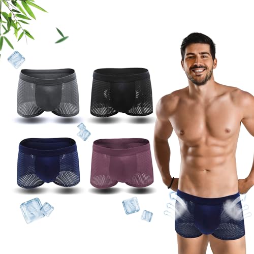 Okdance Boxhero Boxers en Bambou pour Homme - Sous-Vêtement Respirant et Rafraîchissant pour la Natation et les Voyages d'Été pour Homme, 4 couleurs, XXL
