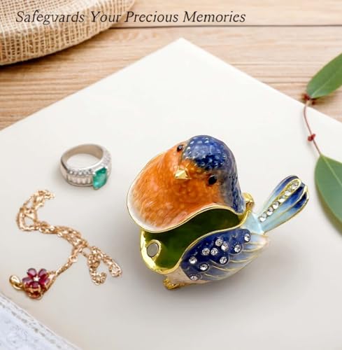 Robin Bird Jewelry Trinket Boxes Hinged Ring Box.Collectible Bird Figurines Home Decor Gifts for Women.Necklace Rings Earrings Organizer. - Image 6