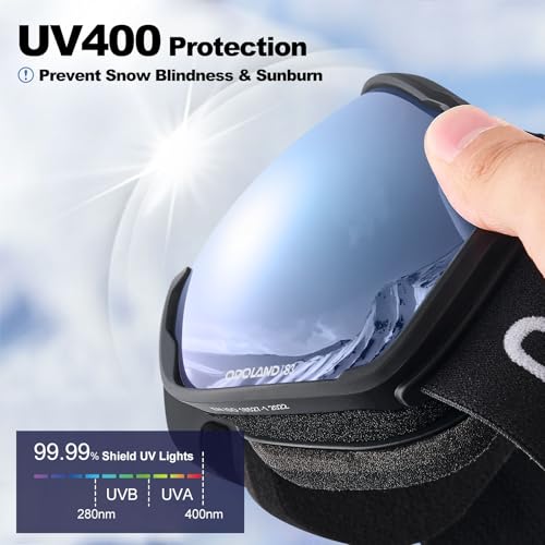 Odoland Snow Ski Goggles S2 Double Lens Anti-Fog OTG Windproof UV400 Eyewear for Men, Women and Youth-Skiing Snowboarding - Image 4