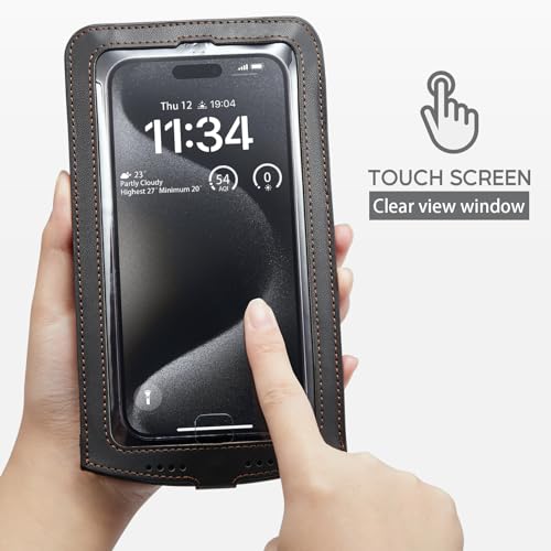 Cell Phone Purse Small Crossbody Phone Bag for Women Men Leather Mini Shoulder Wallet with Strap Lanyard Card Holder Slot Pouch Wrist Chain for All Smartphones iPhone 16 for Samsung up to 7.5" Black4