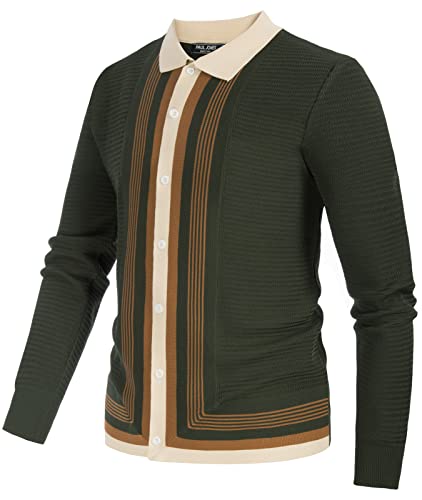 PJ PAUL JONES Men‘s Button Down Polo Shirts Striped Knitted Cardigan Sweaters2