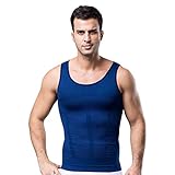 Mens Slimming Vest Weights Body Shaper Muscle Compression Undershirt Breathable Waist Trainer Shapewear Elastic Tank Top Slim Tummy Underwear Shirts for Men Black Size XXL