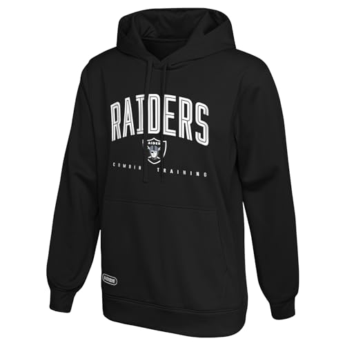 Outerstuff NFL Men's Las Vegas Raiders Pullover Performance Fleece Hoodie, Up Field Logo Size XXL