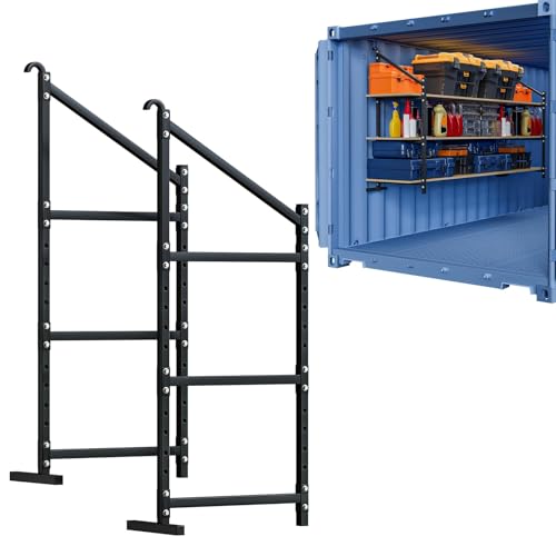 NBYTLT 2 Pack Shipping Container Shelving, Adjustable Carbon Steel Universal Storage Racks 800 Lbs Loads, 58” x 22” Hanging Cargo Shelving for Trailers, Garages and Storage Containers by NBYTLT - Used condition - CA$94.02
